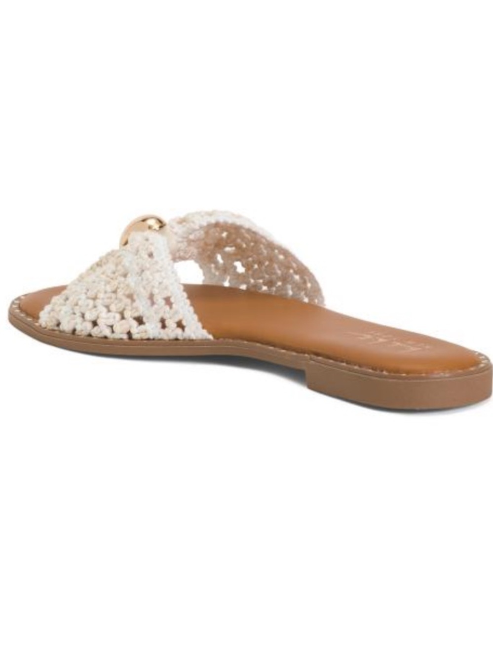 Nicole Miller Woven Cream Slide Sandal with Gold Accent - Picture 2 of 3